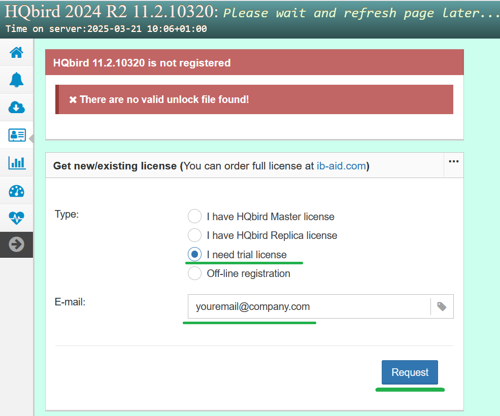 Request trial in HQbird 2024R2 U2